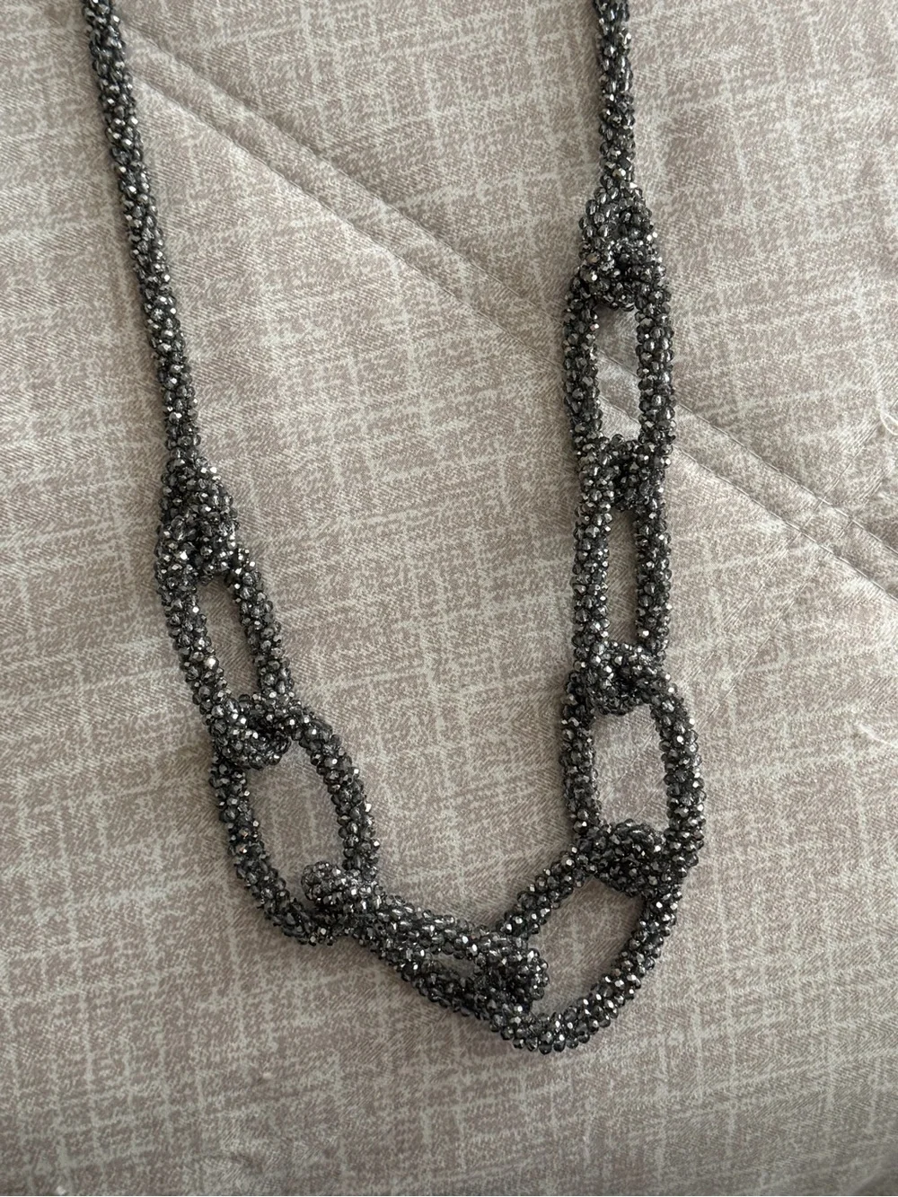 Long Beaded Chain Link Necklace